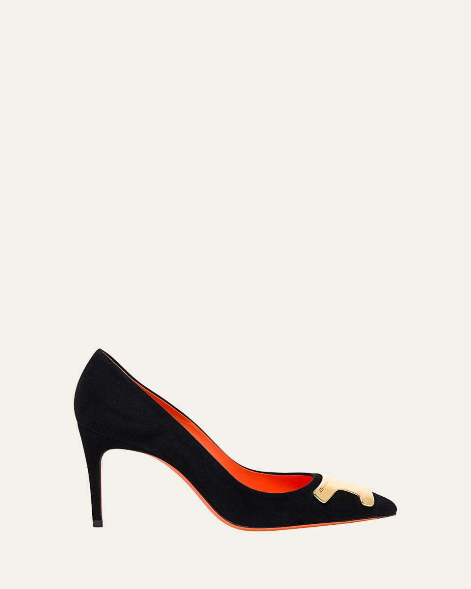 Sibille Suede Plaque Pumps